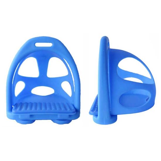 plastic polymet composite horse endurance stirrups with removable cage blue