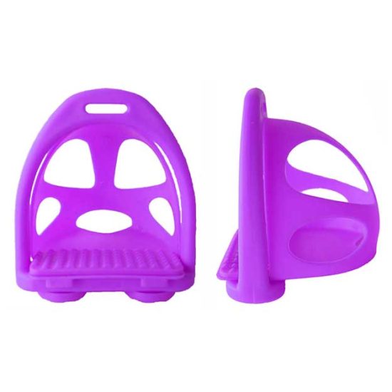 plastic polymet composite horse endurance stirrups with removable cage purple