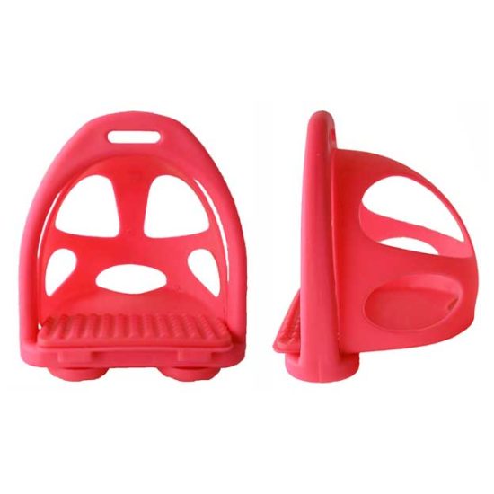 plastic polymet composite horse endurance stirrups with removable cage red