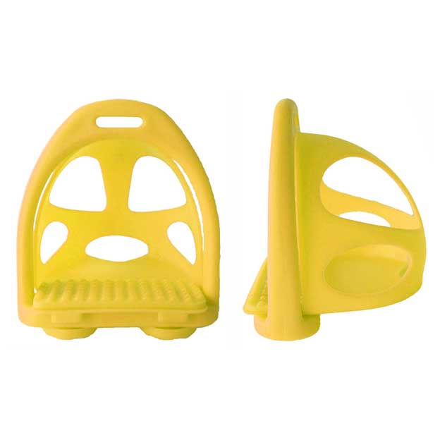 plastic polymet composite horse endurance stirrups with removable cage yellow