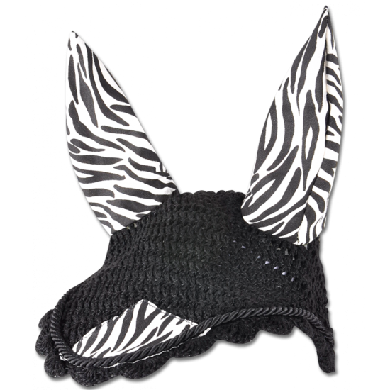 Zebra print Fly Veil Ear Bonnet