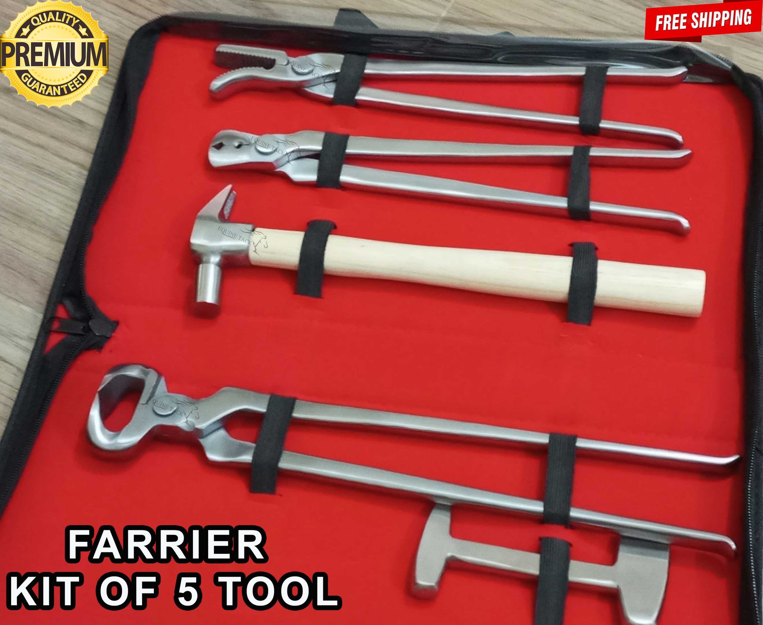 horse farrier tool kit, 5pc horseshoeing hoof care tools